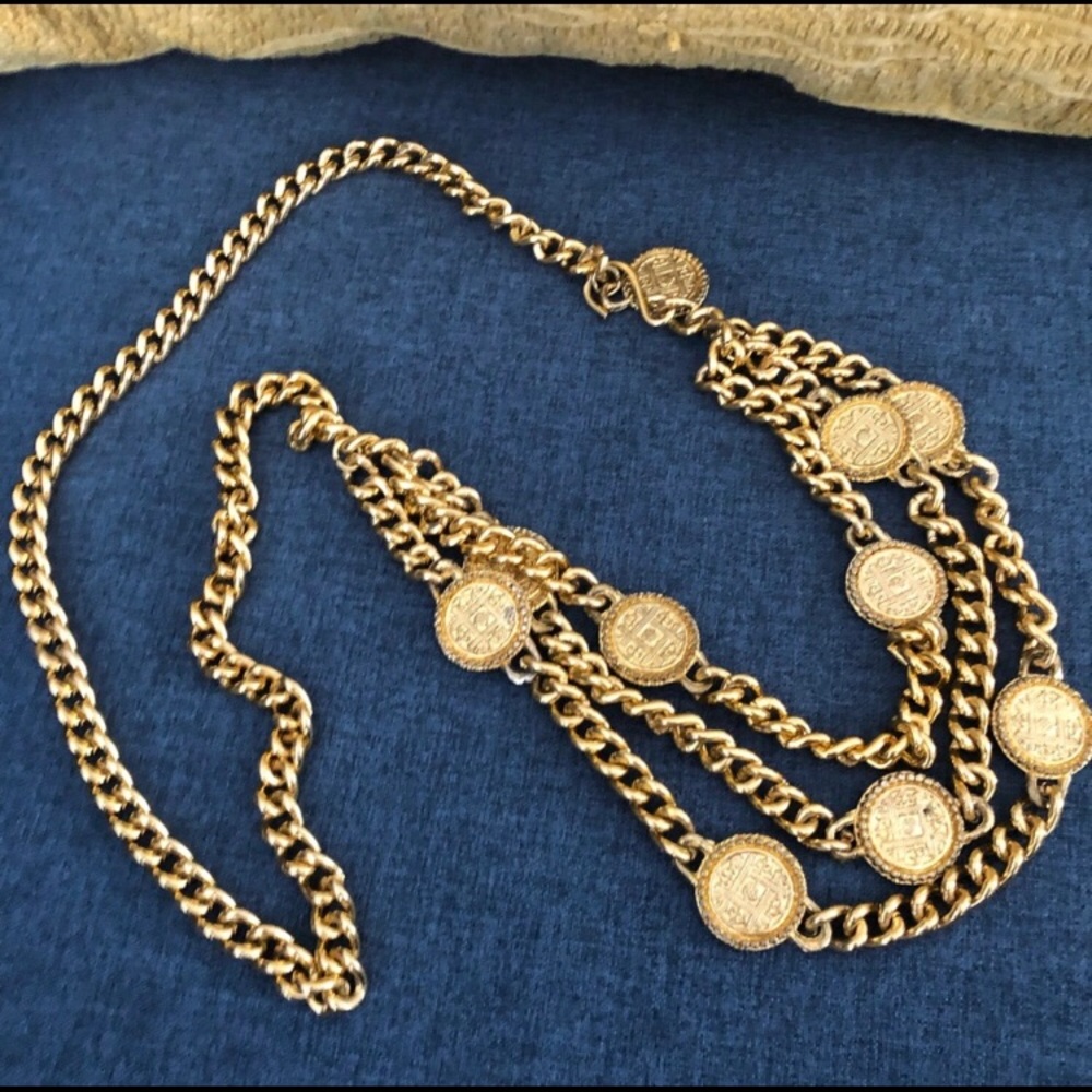 Vintage chunky gold coin chains